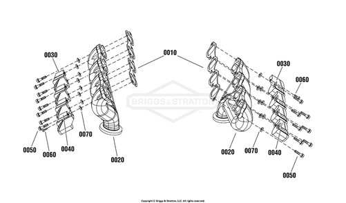 Engine Group - Exhaust Manifold Diagram and Parts List for 080015-02  Briggs and Stratton Generator